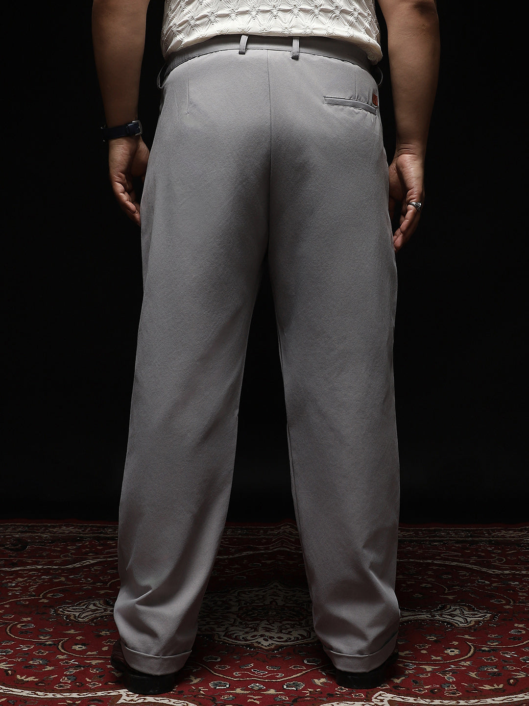 Extended-Waistband Straight Trousers