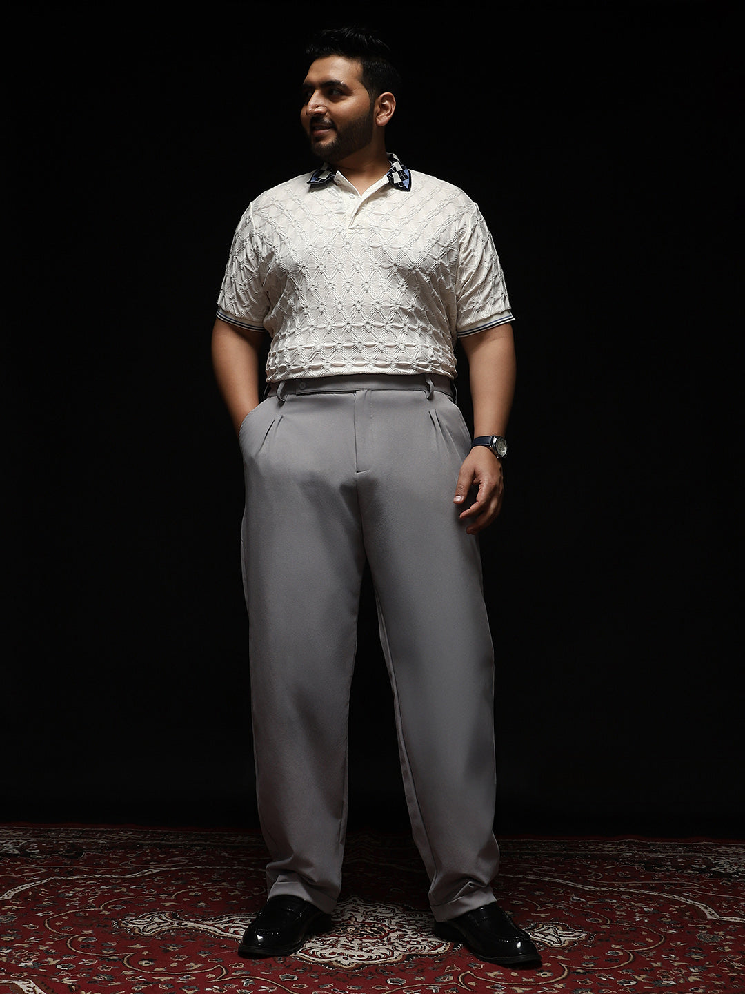 Extended-Waistband Straight Trousers