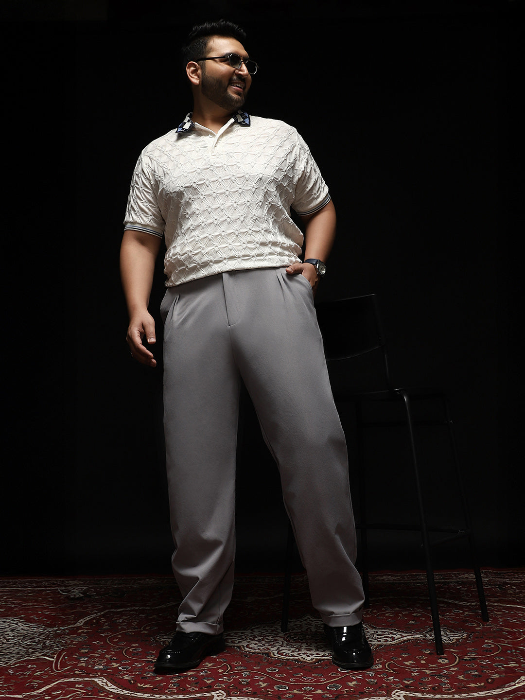 Extended-Waistband Straight Trousers