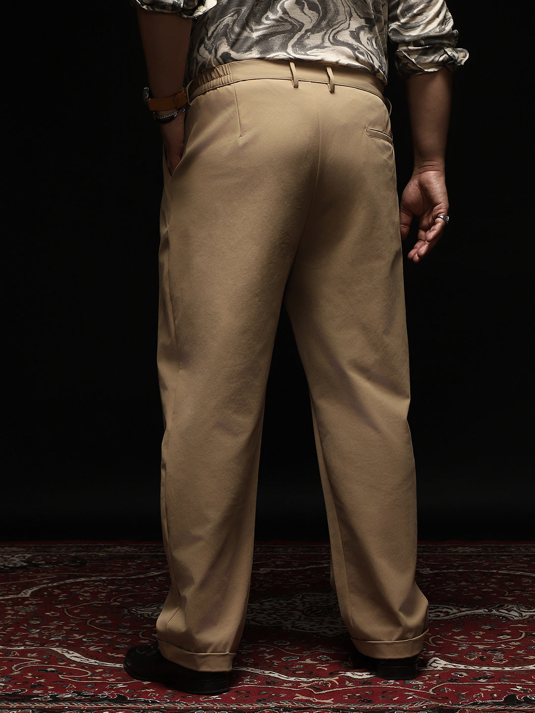 Extended-Waistband Pleated Trousers