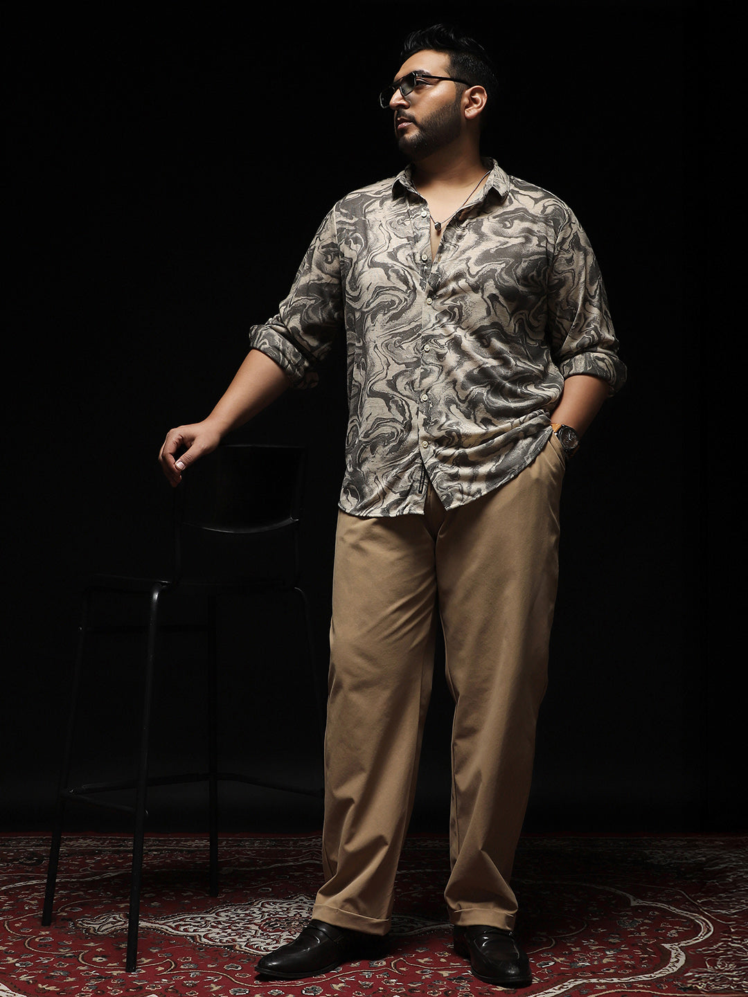 Extended-Waistband Pleated Trousers