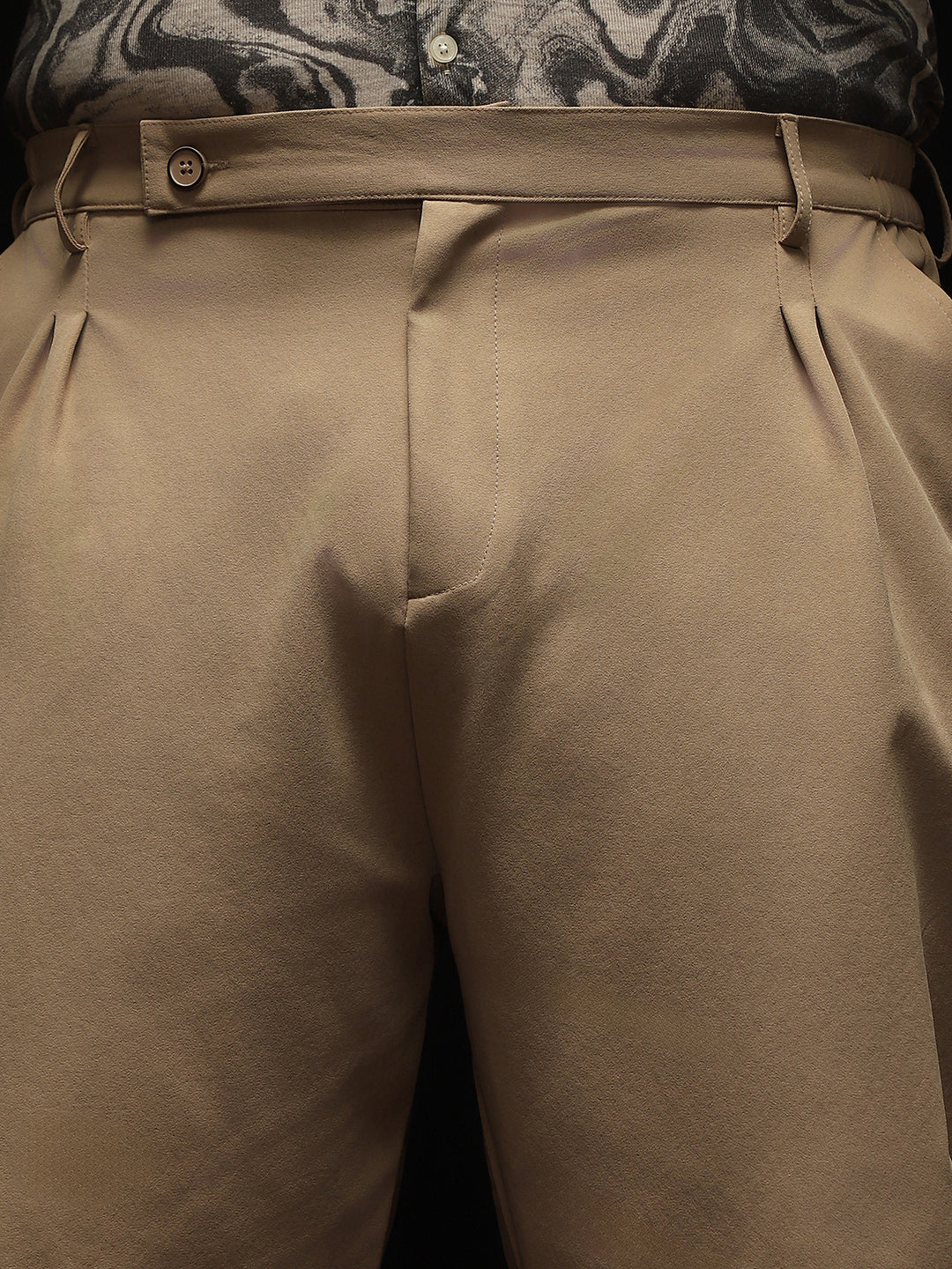Extended-Waistband Pleated Trousers