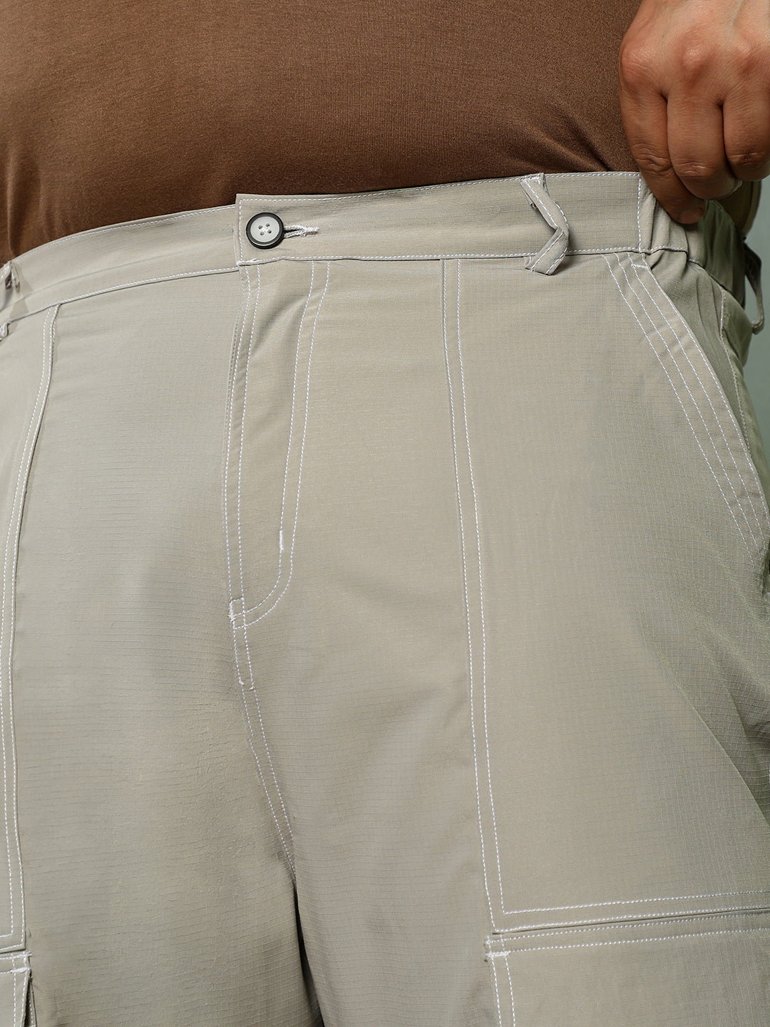 Khaki Mid-Rise Relaxed Fit Trouser
