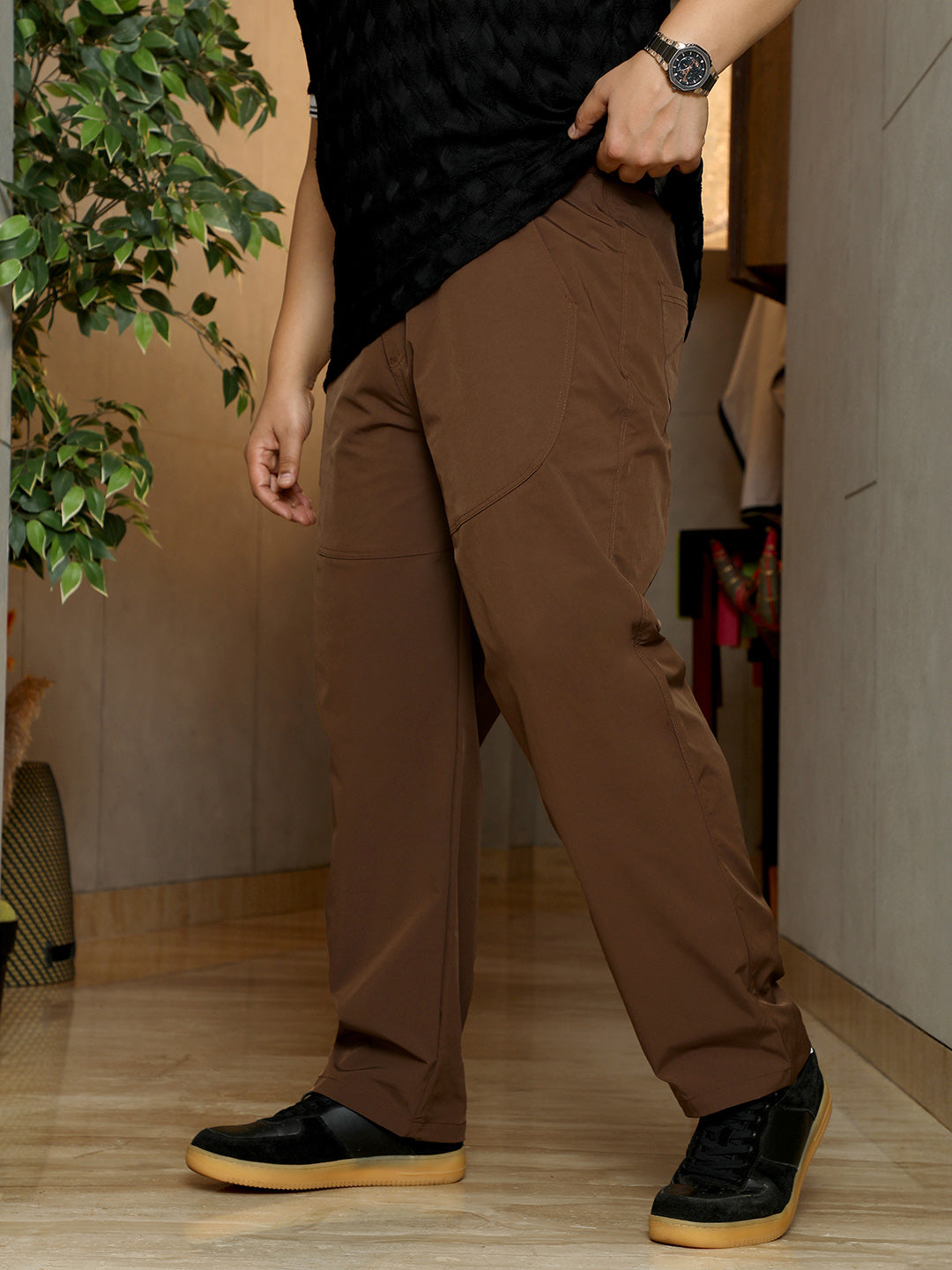Panelled Straight-Fit Trousers