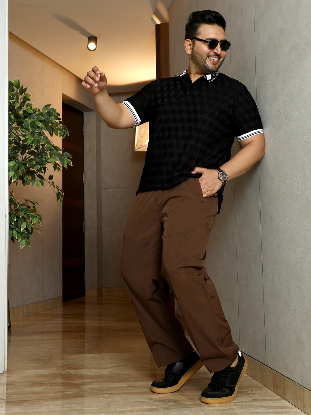 Panelled Straight-Fit Trousers