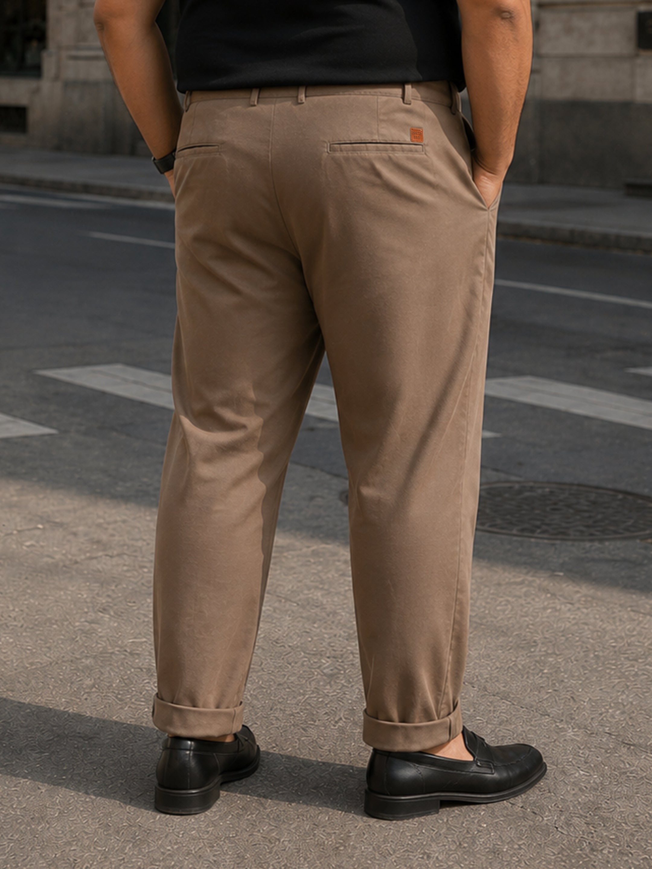 Instafab Plus Men's Brown Single Pleated Tapered Fit Trouser - view 3