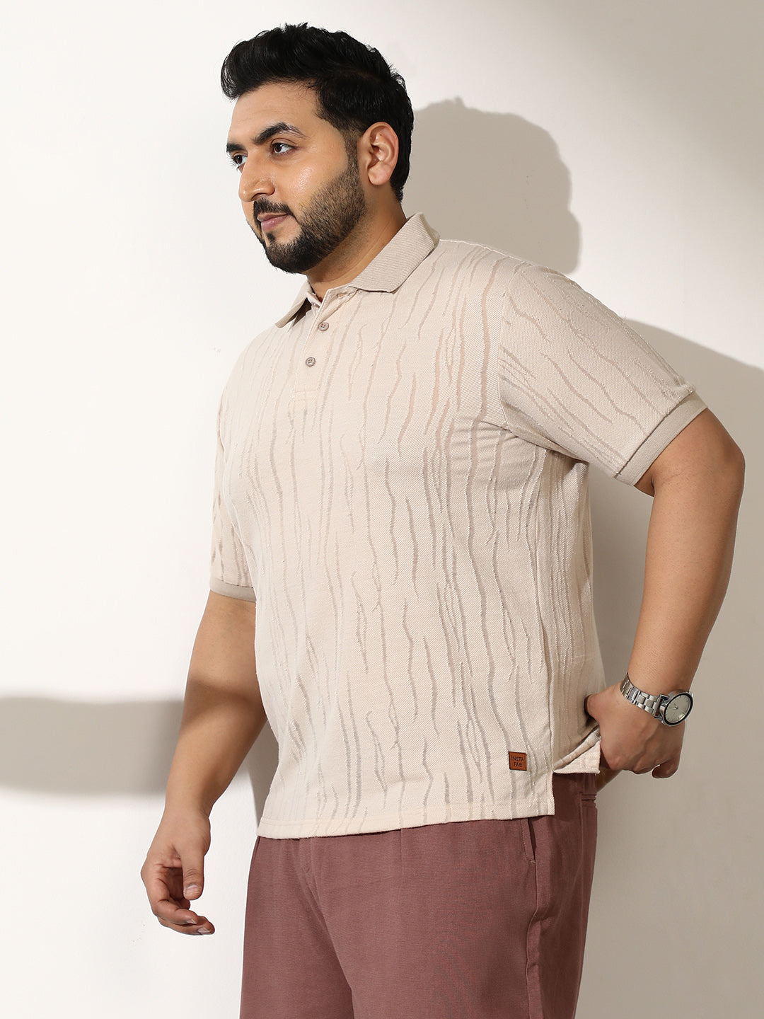 Crevice-Jacquard Polo T-Shirt