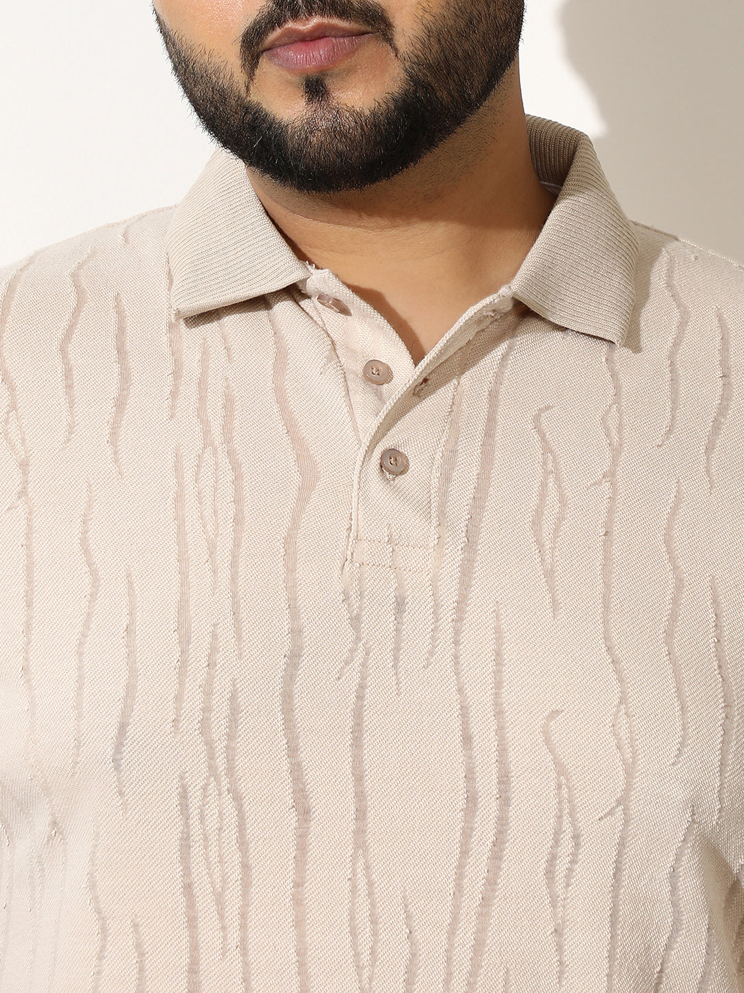 Crevice-Jacquard Polo T-Shirt