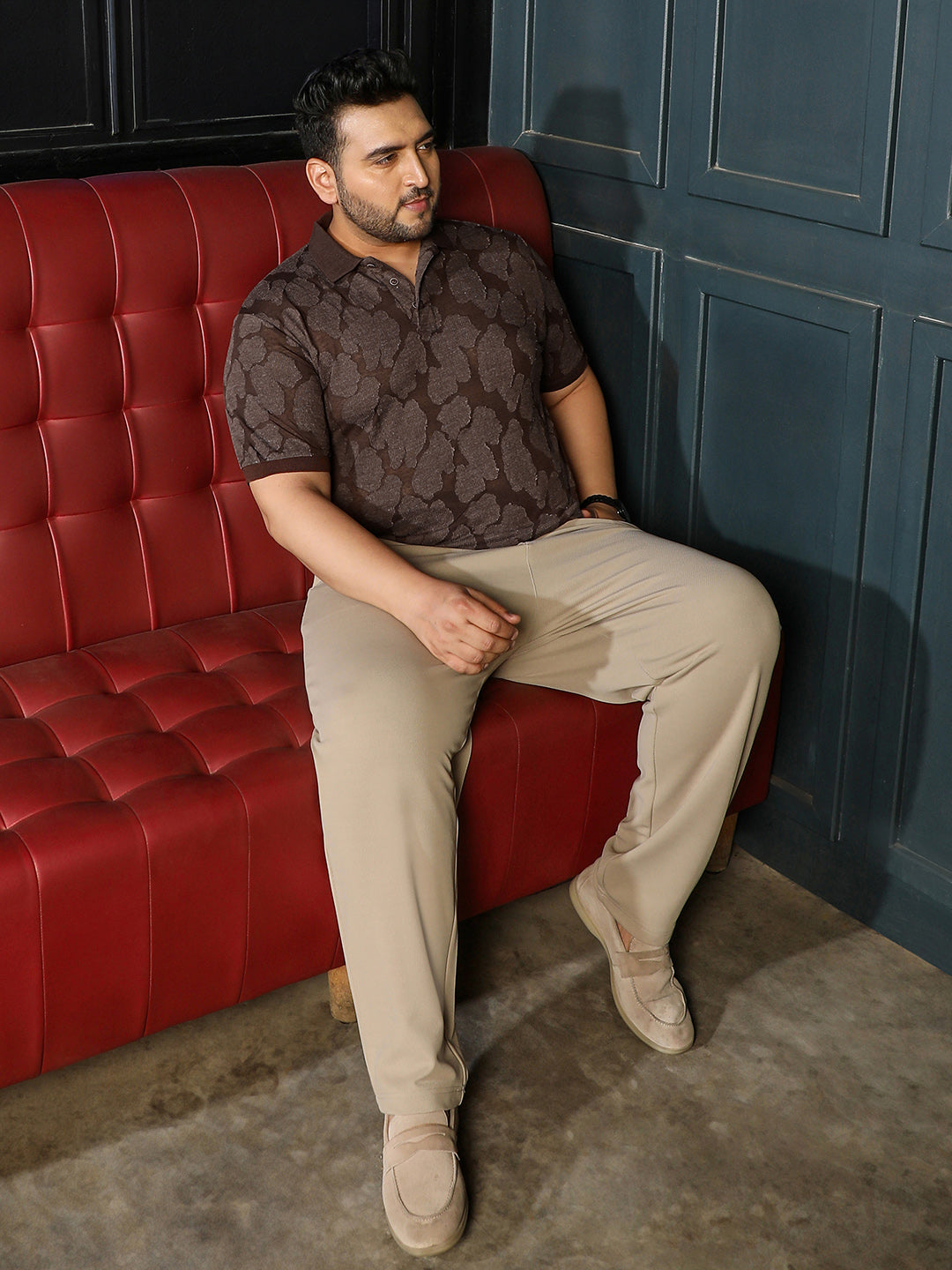 Brown Textured T-Shirt