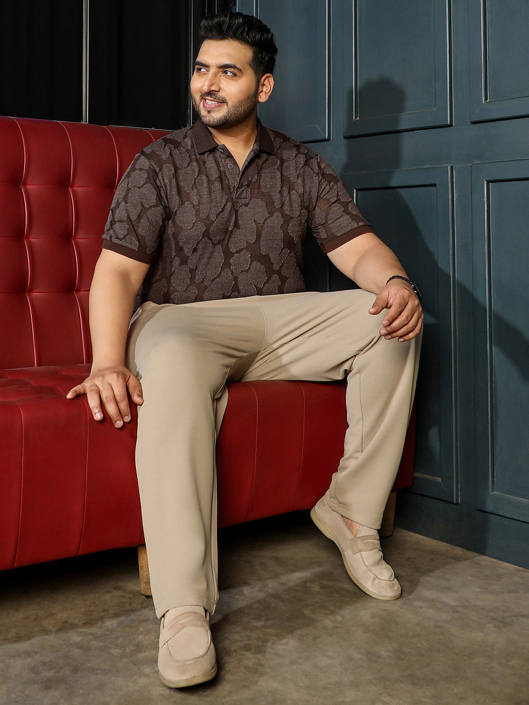 Brown Textured T-Shirt