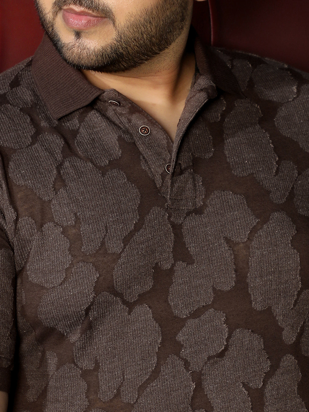 Brown Textured T-Shirt