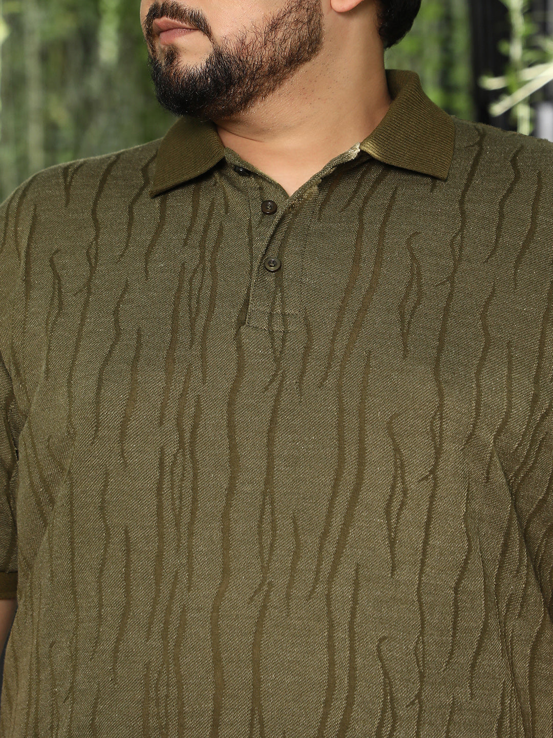 Crevice-Jacquard Polo T-Shirt