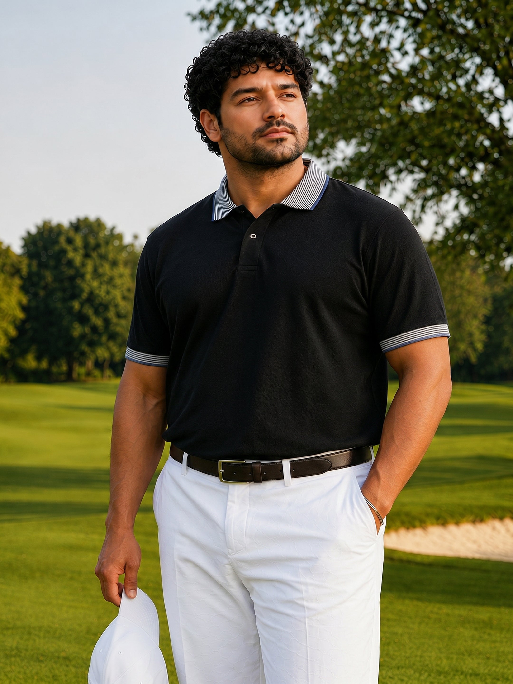 Jacquard Knit Polo T-Shirt