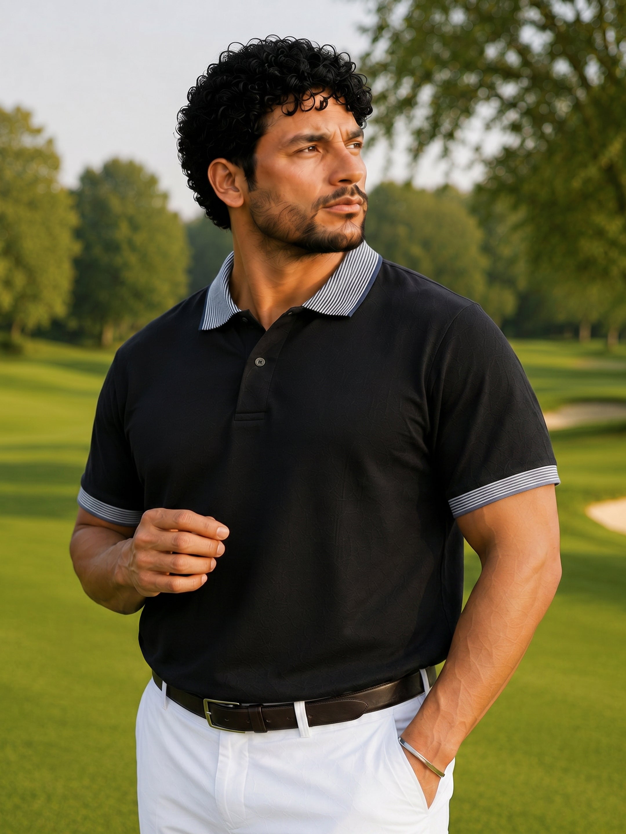 Jacquard Knit Polo T-Shirt