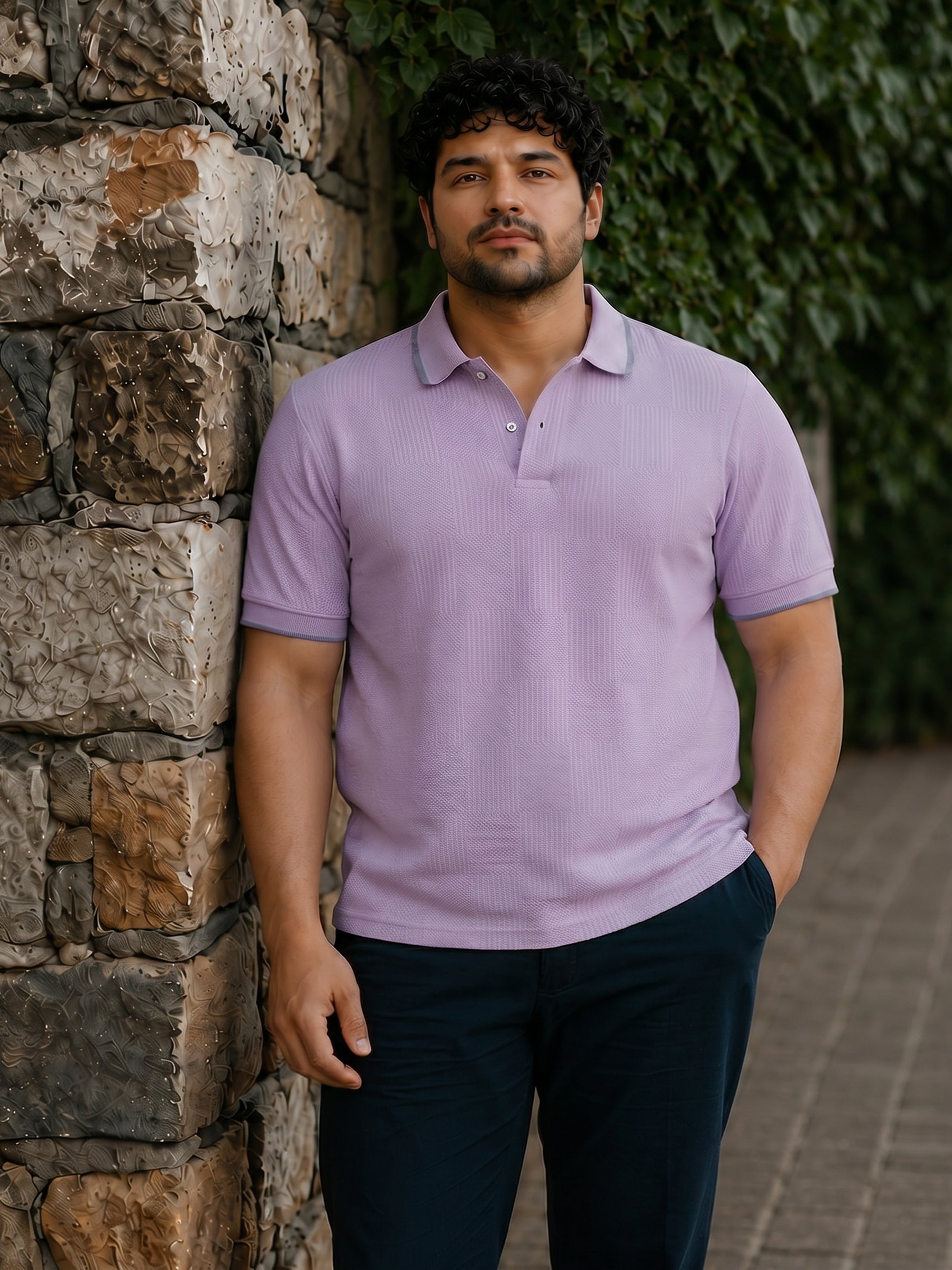 Jacquard Knit Polo T-Shirt