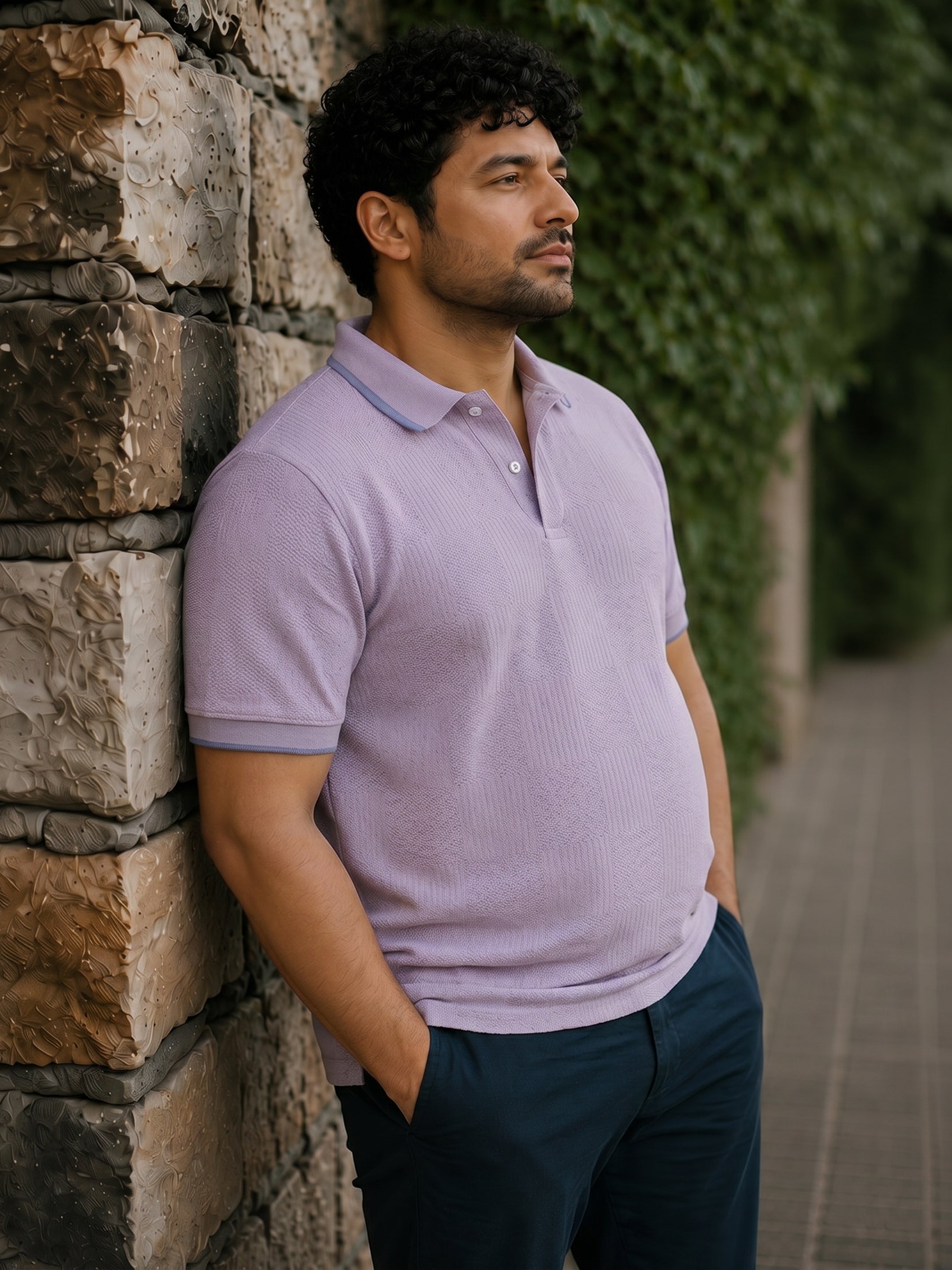 Jacquard Knit Polo T-Shirt
