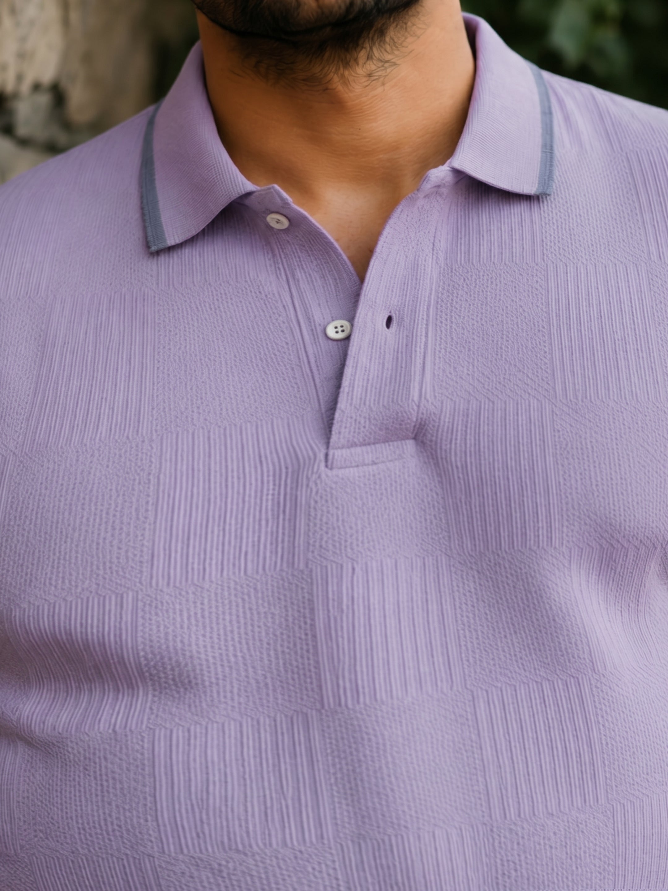 Jacquard Knit Polo T-Shirt