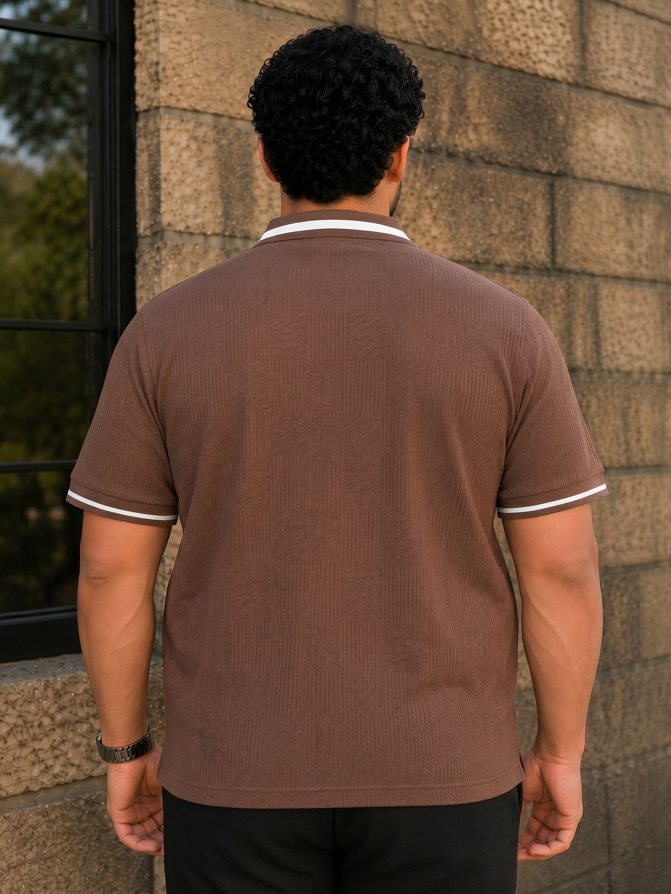 Jacquard Knit Polo T-Shirt