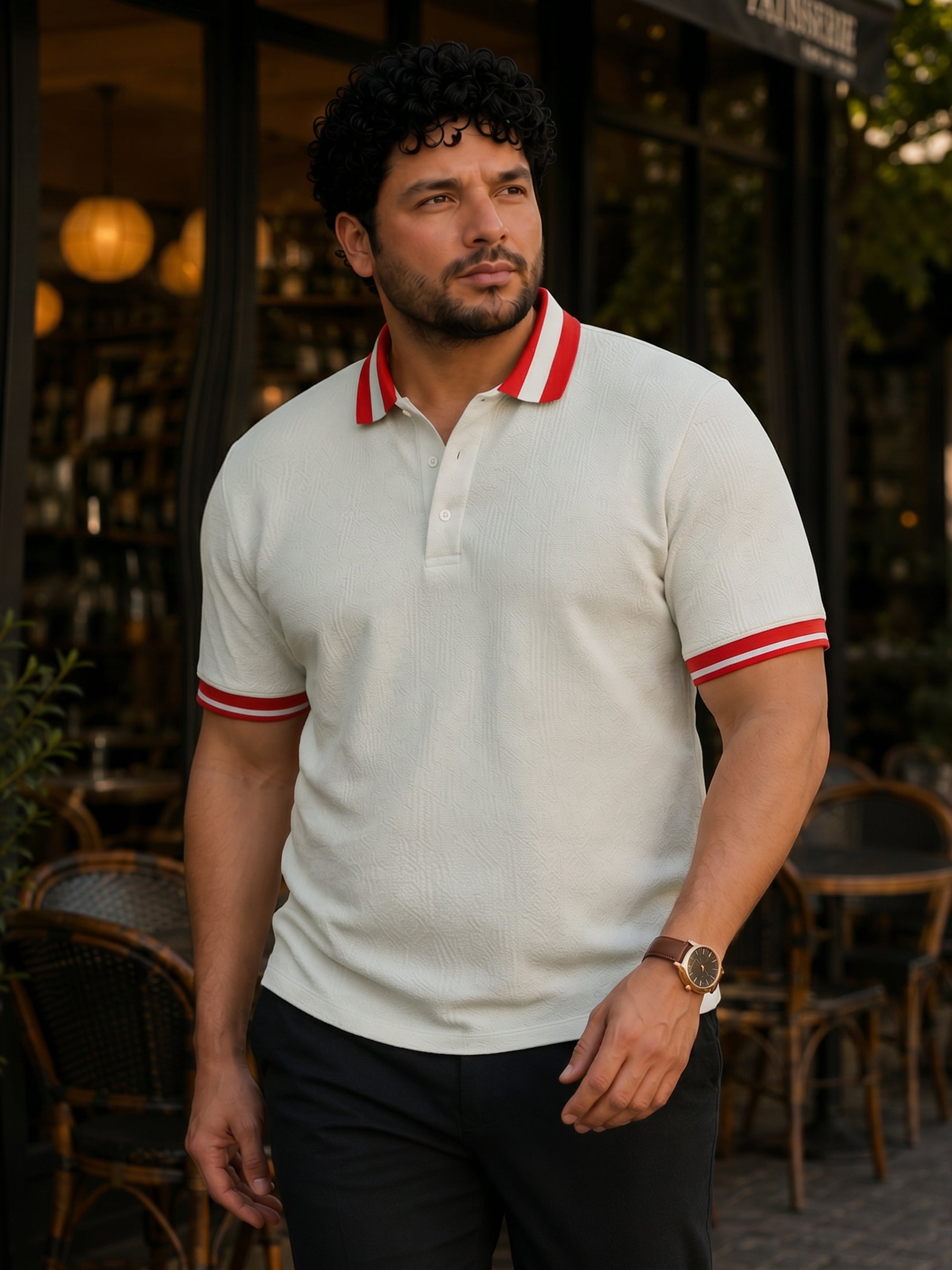 Jacquard Knit Polo T-Shirt