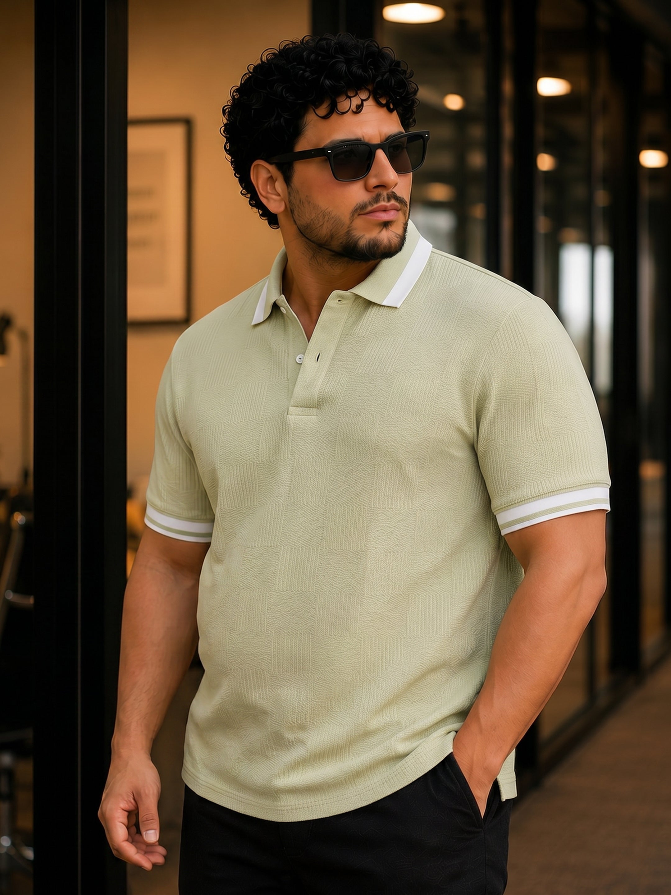 Jacquard Knit Polo T-Shirt