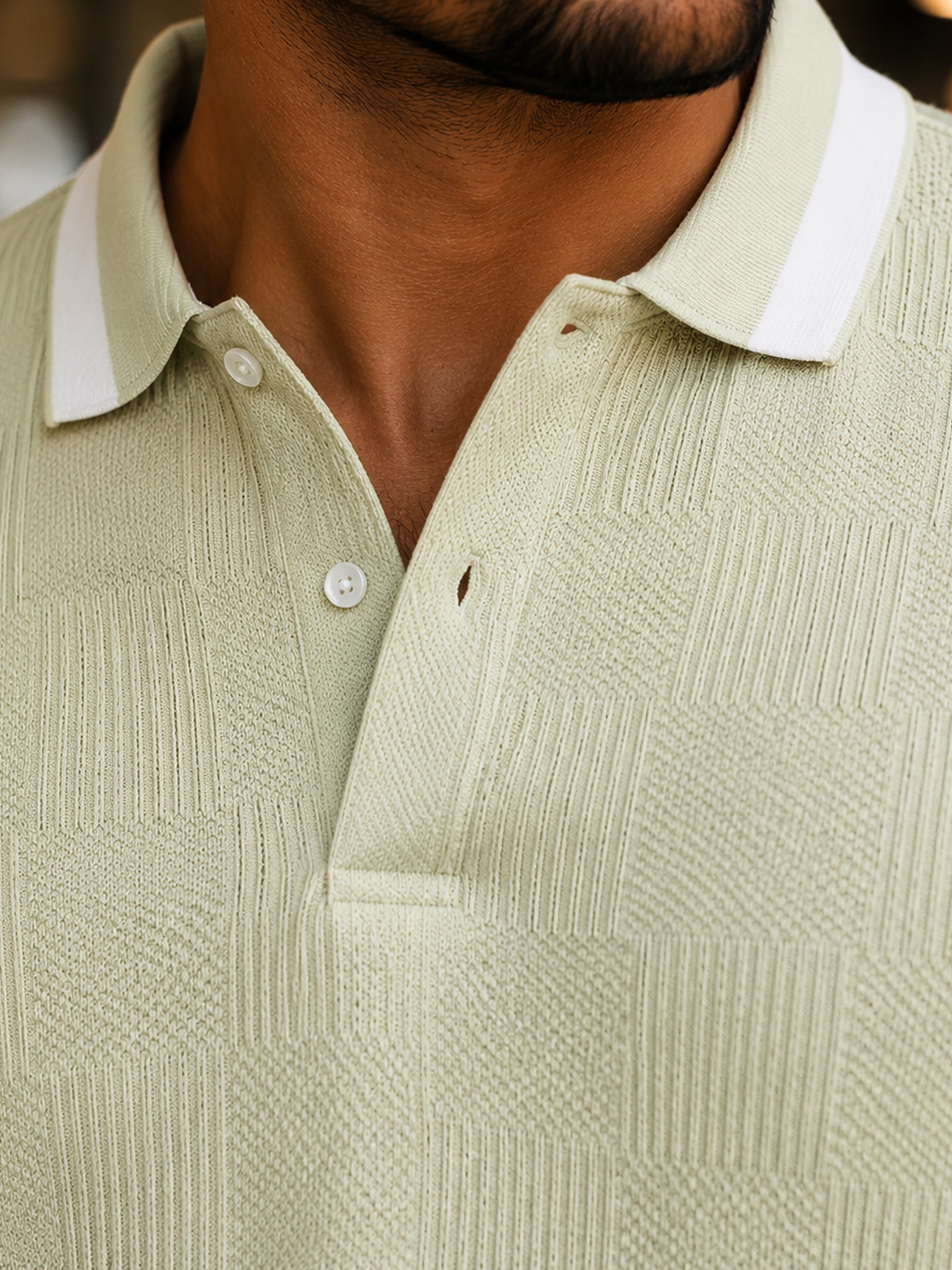 Jacquard Knit Polo T-Shirt