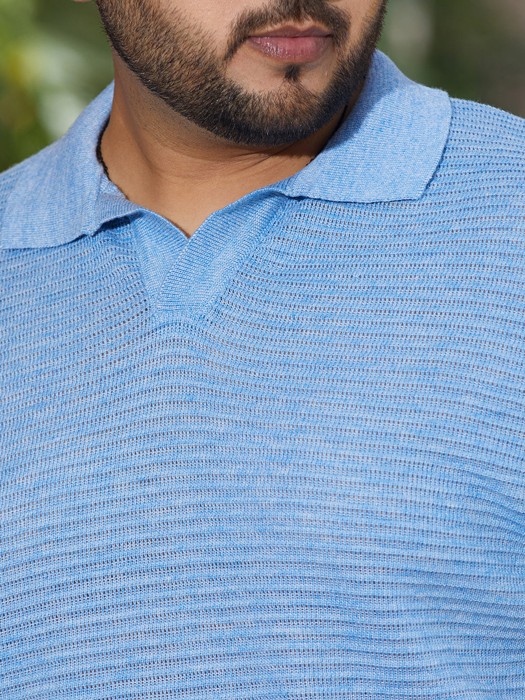 Horizontal-Textured Polo T-Shirt