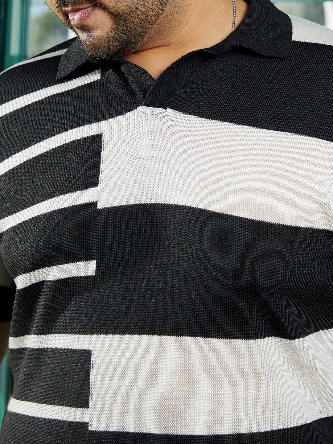 Contrast-Slab Polo T-Shirt