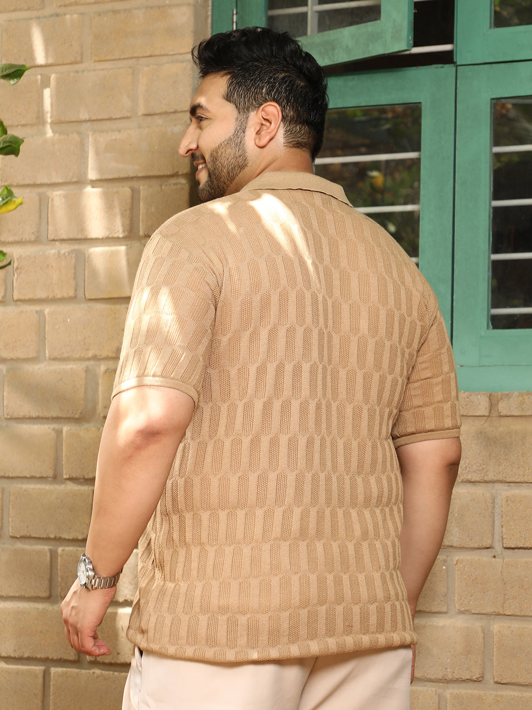 Honeycomb-Textured Polo T-Shirt