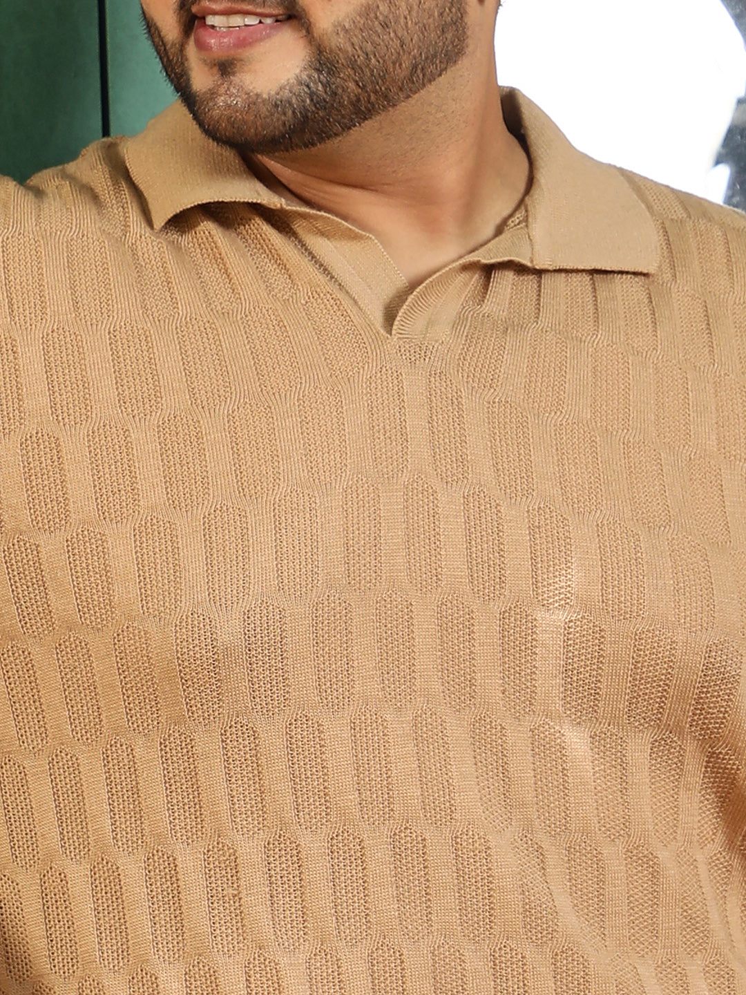 Honeycomb-Textured Polo T-Shirt