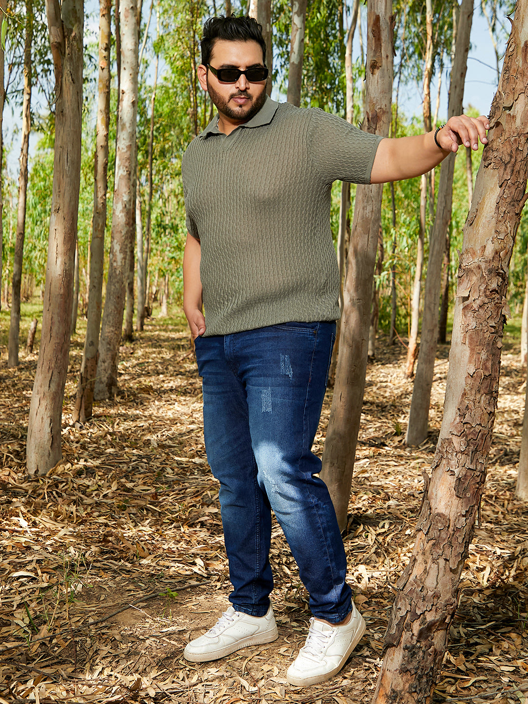 Swirl-Textured Polo T-Shirt
