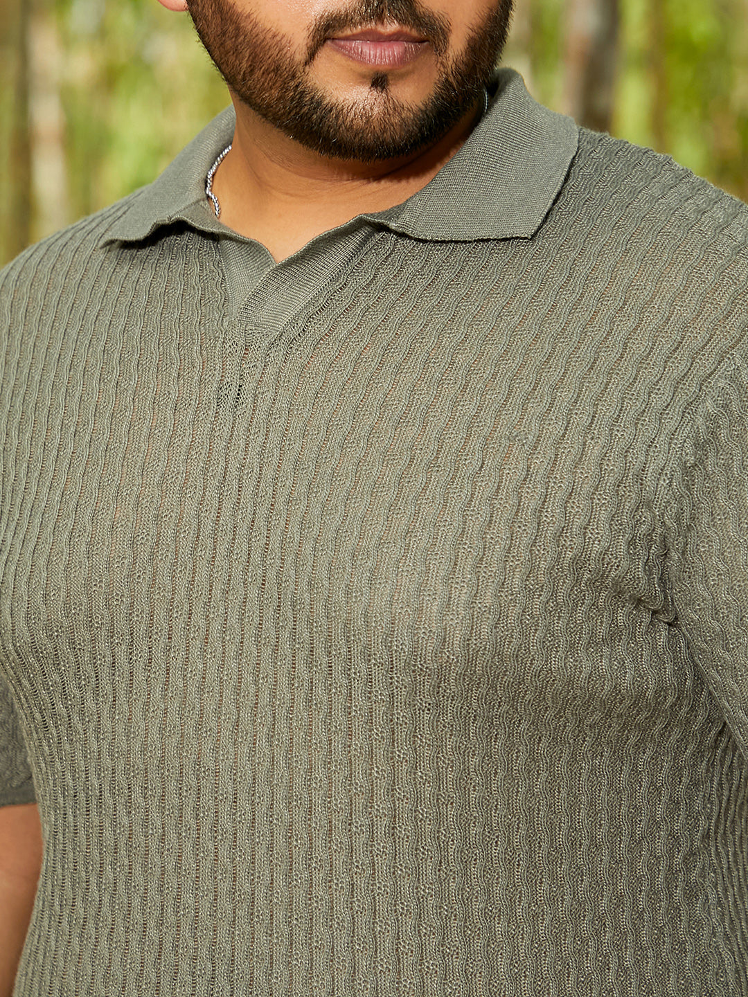 Swirl-Textured Polo T-Shirt