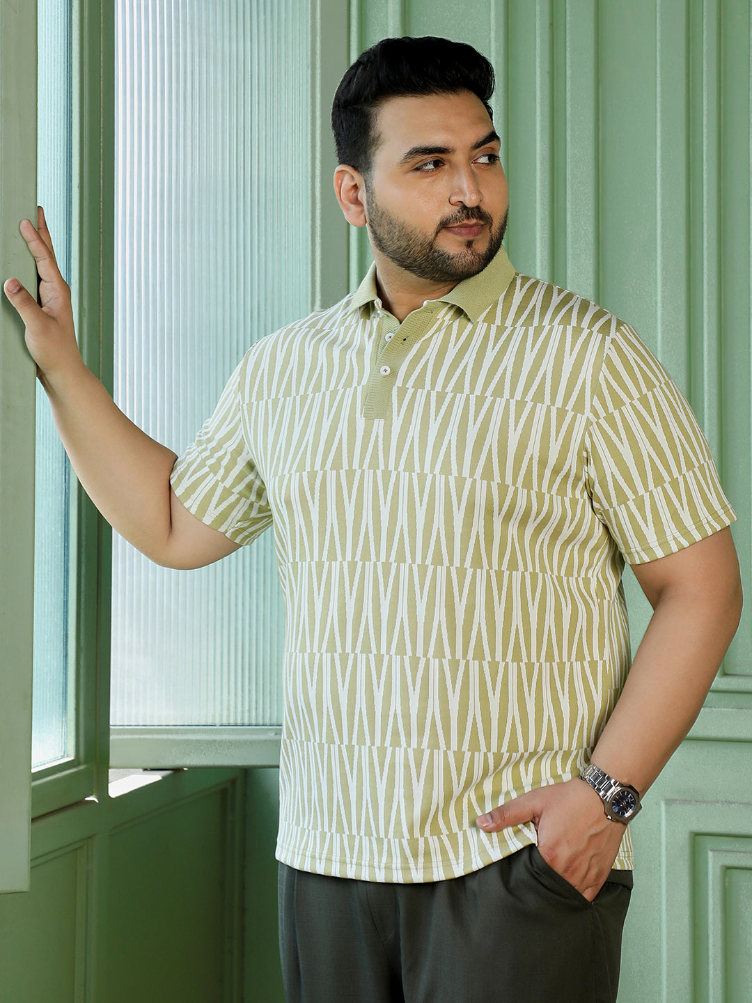 Sage Green Geometric T-Shirt
