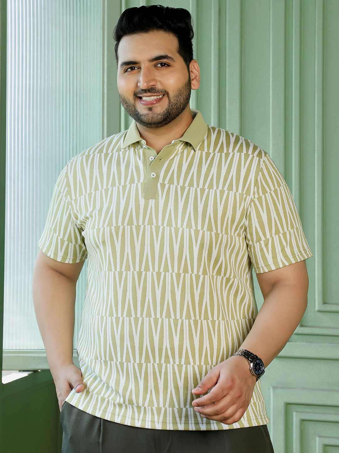 Sage Green Geometric T-Shirt