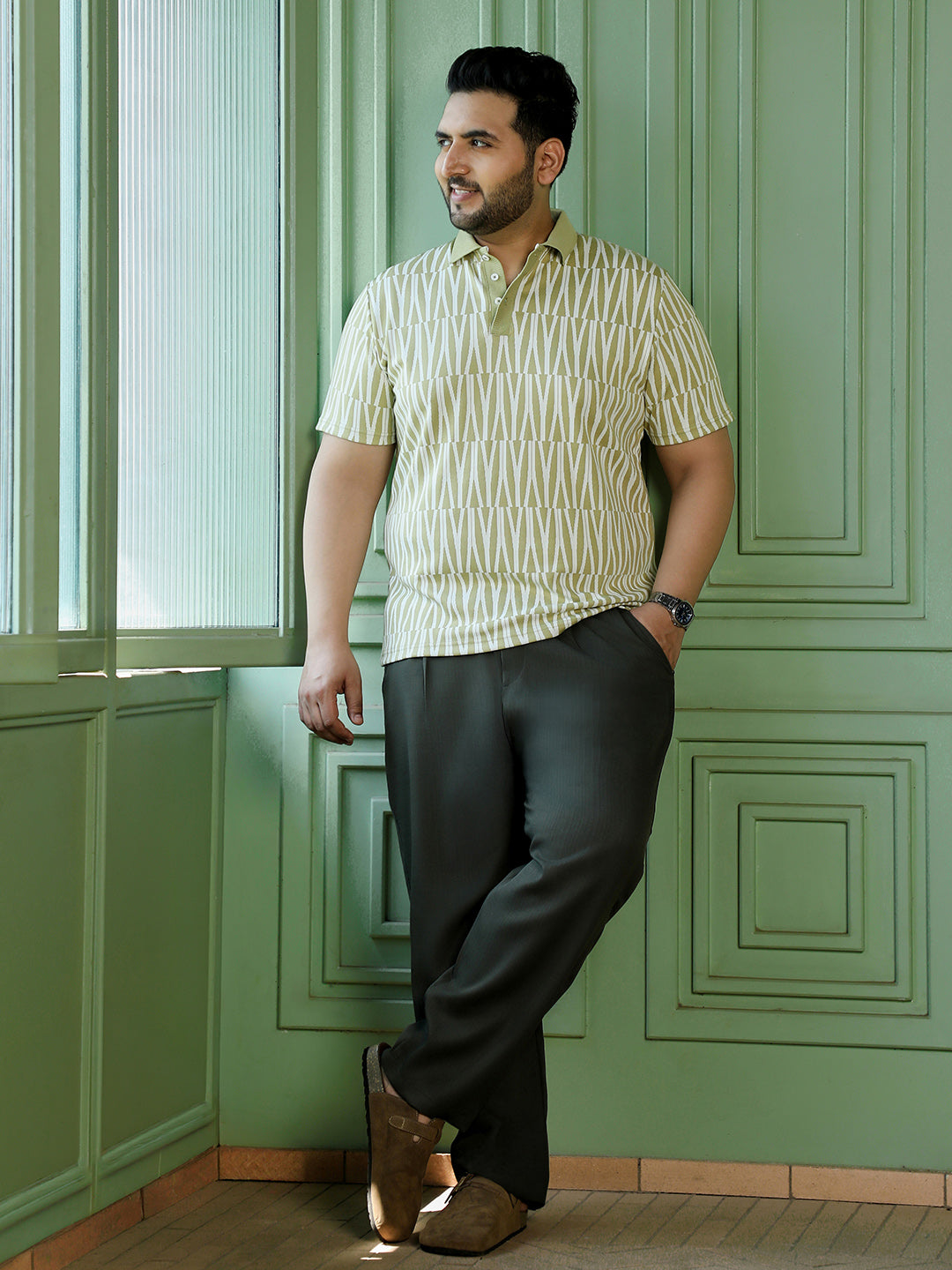 Sage Green Geometric T-Shirt