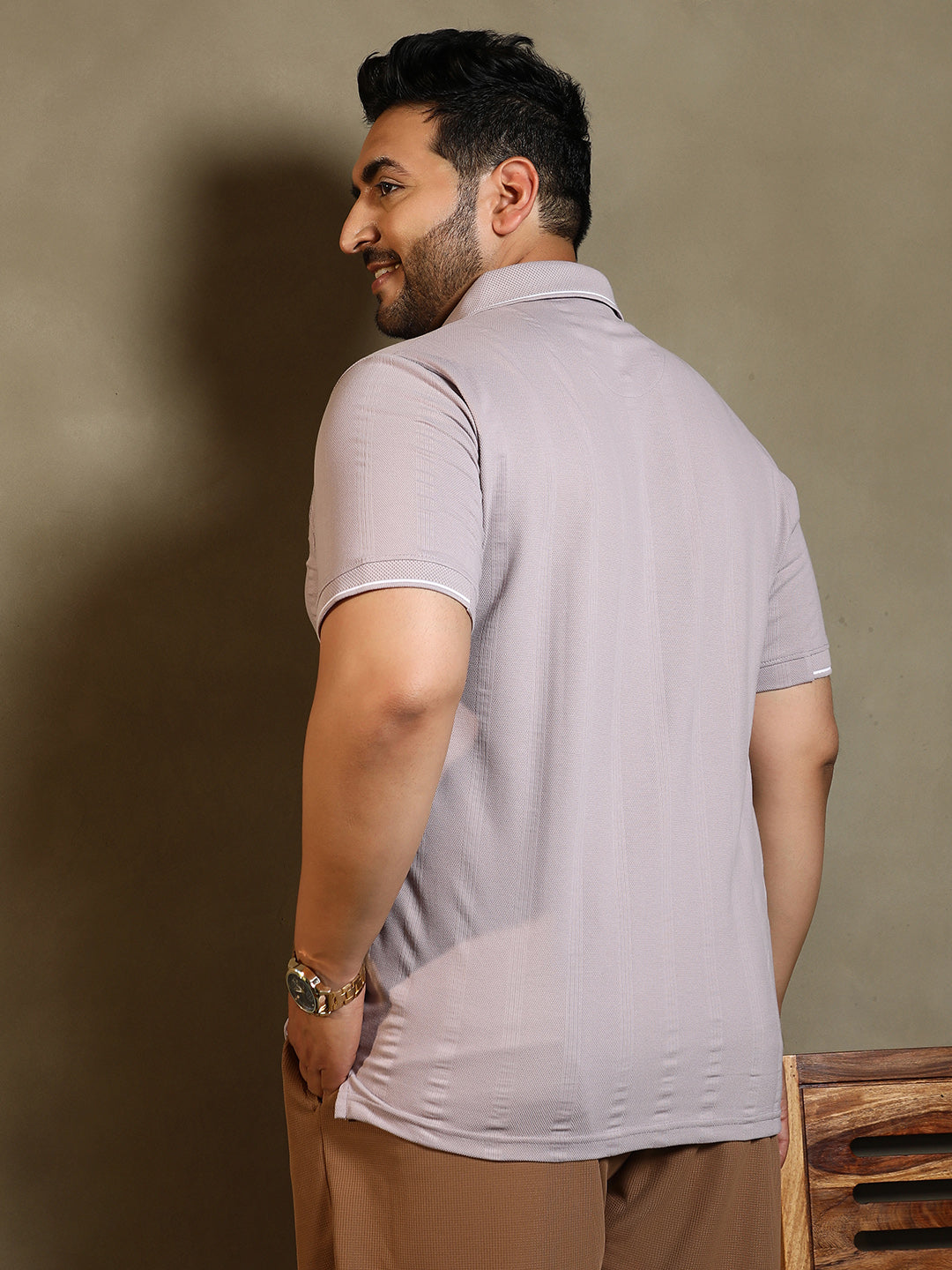 Parallel-Texture Polo T-Shirt