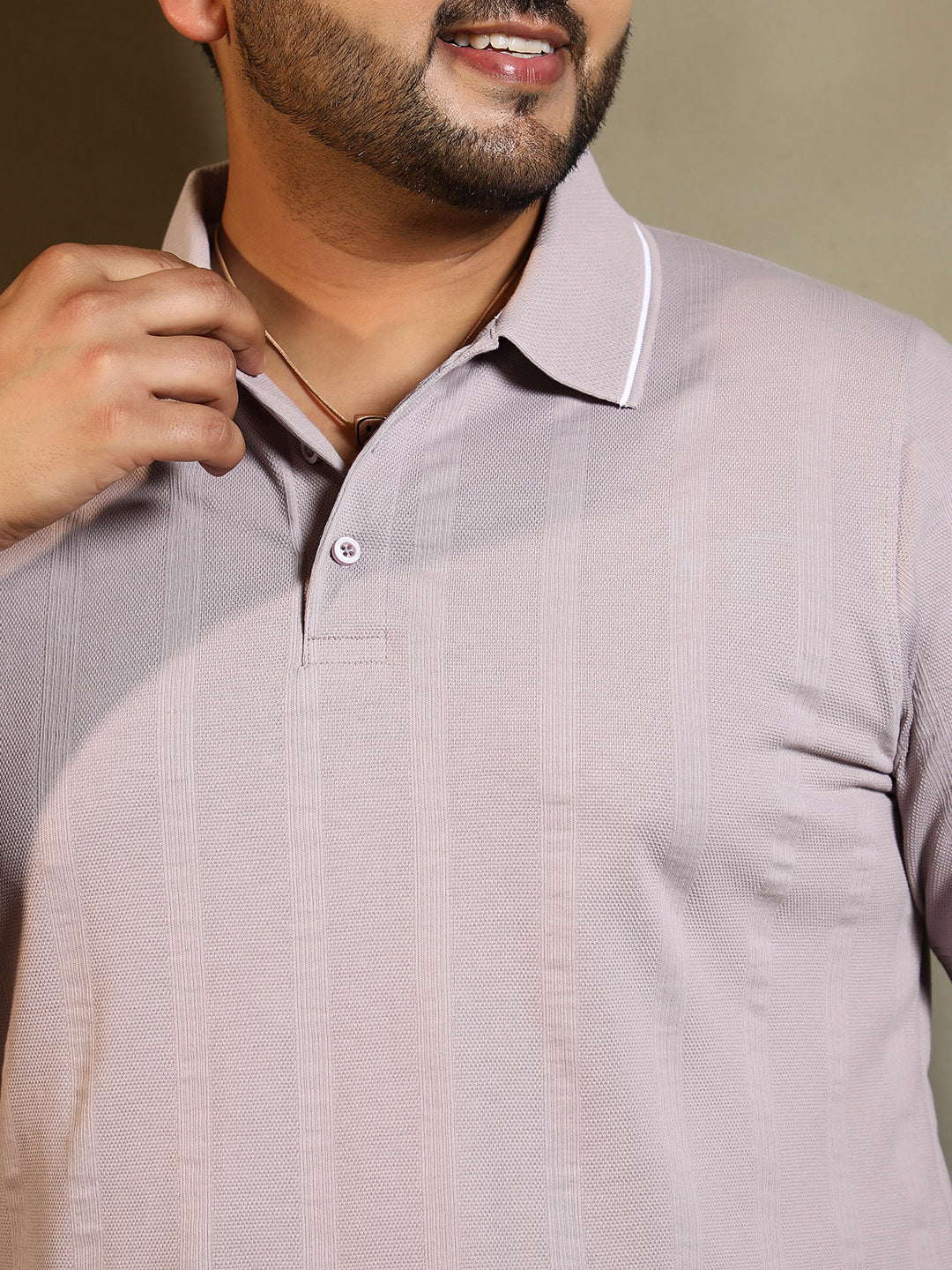 Parallel-Texture Polo T-Shirt