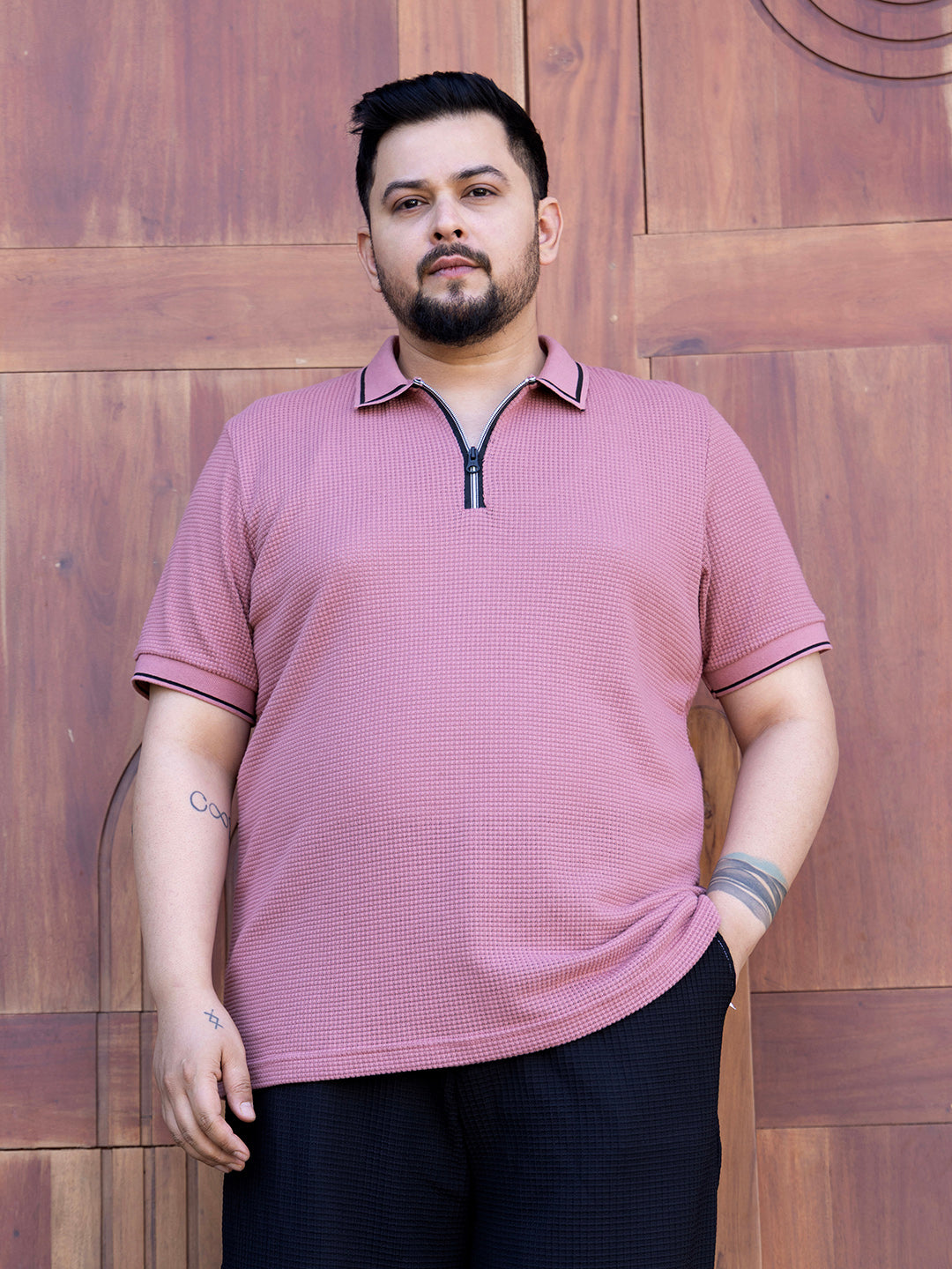 Micro-Waffle Polo T-Shirt