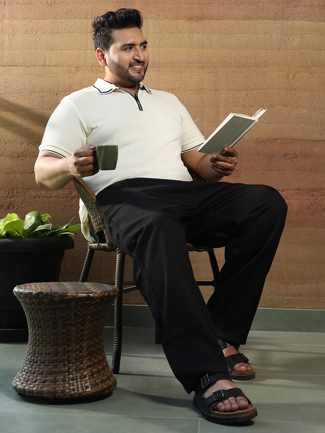 Micro-Waffle Polo T-Shirt