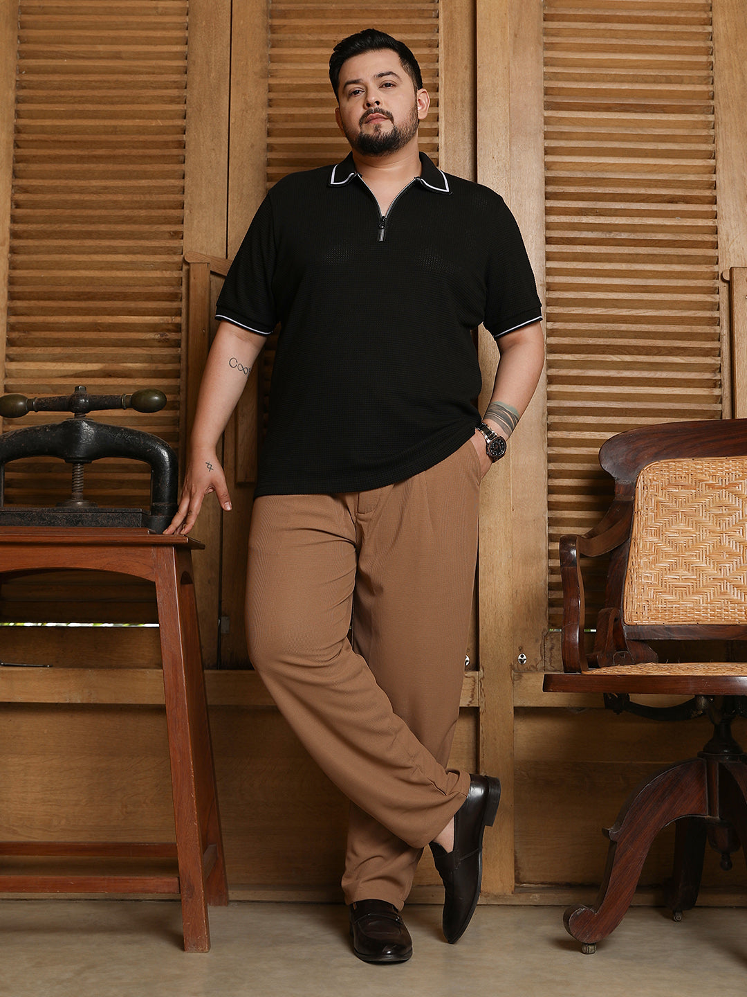 Micro-Waffle Polo T-Shirt