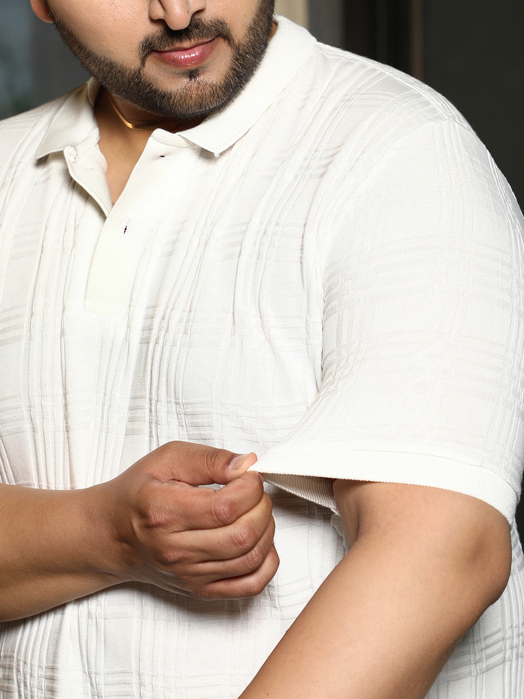 Intertwine-Textured Polo T-Shirt