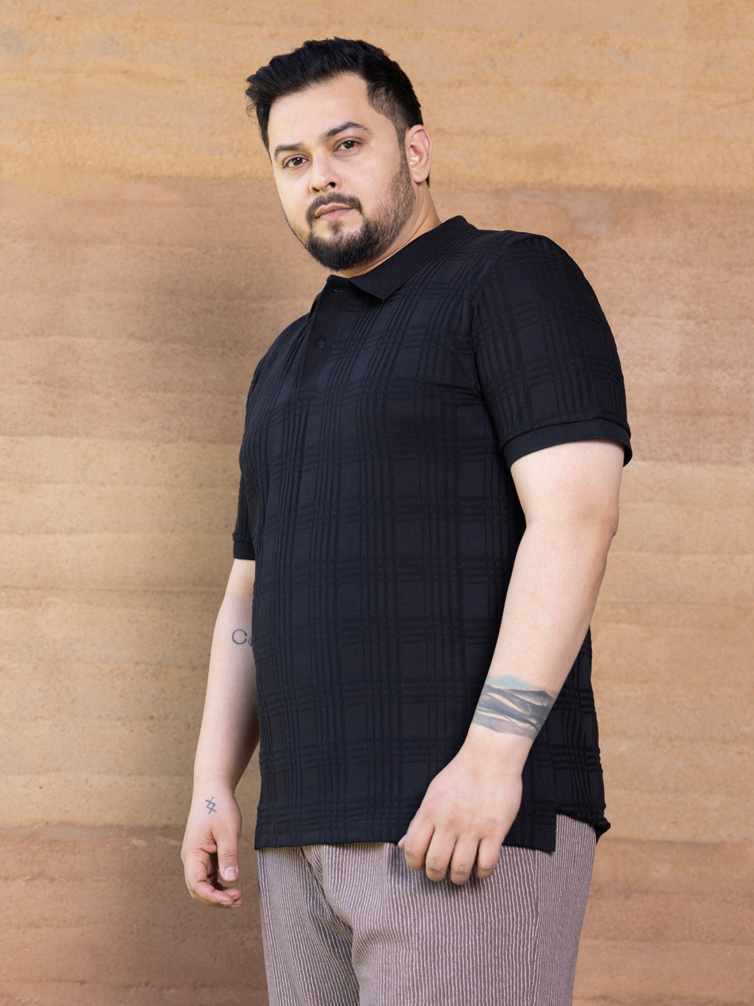 Intertwine-Textured Polo T-Shirt