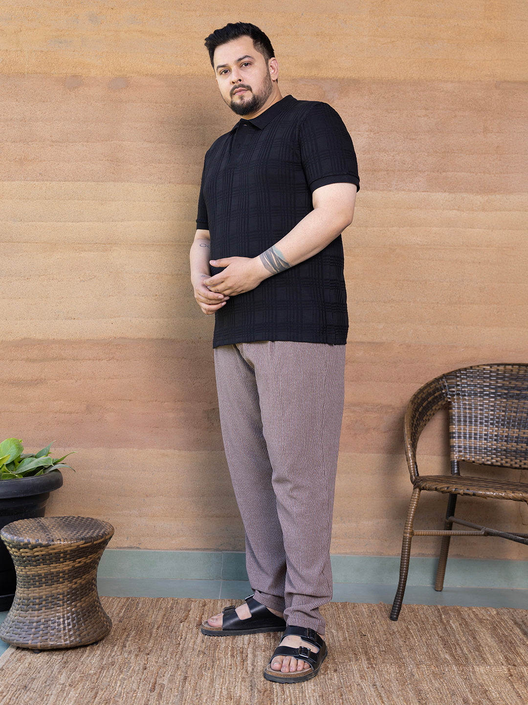 Intertwine-Textured Polo T-Shirt