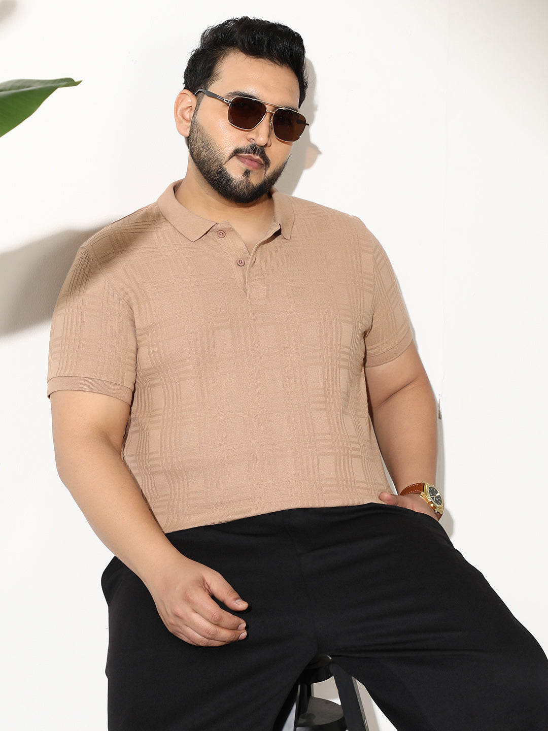 Intertwine-Textured Polo T-Shirt