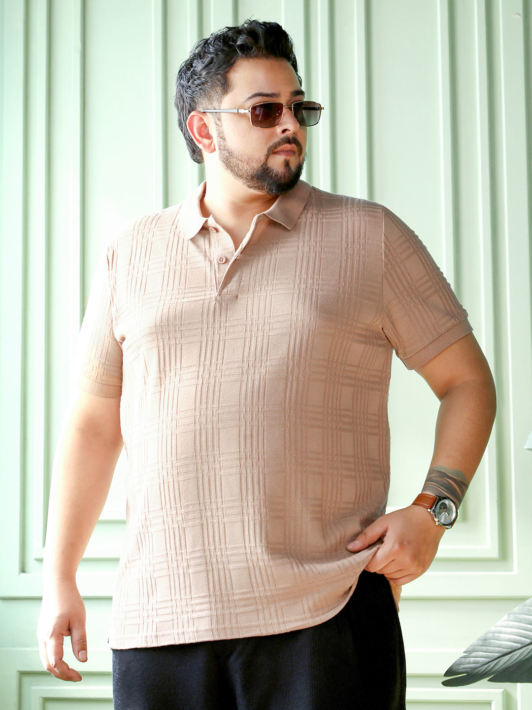 Intertwine-Textured Polo T-Shirt