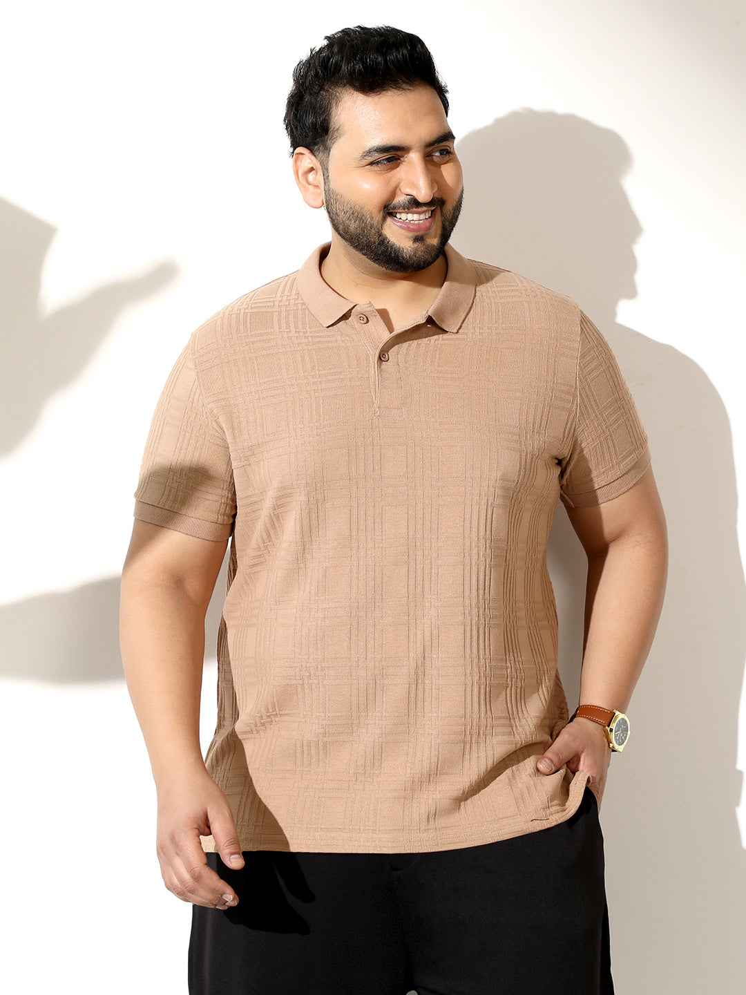 Intertwine-Textured Polo T-Shirt