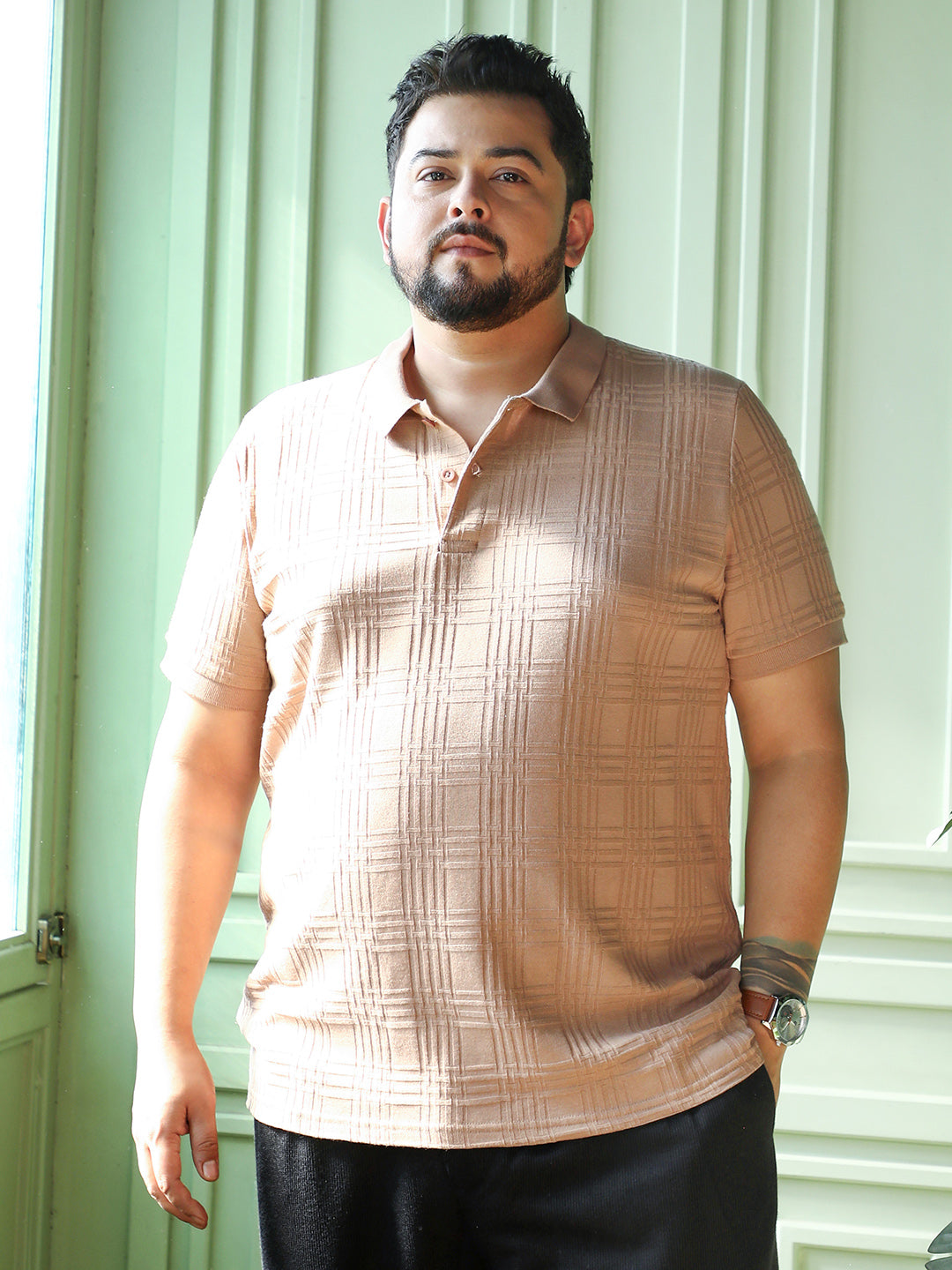 Intertwine-Textured Polo T-Shirt