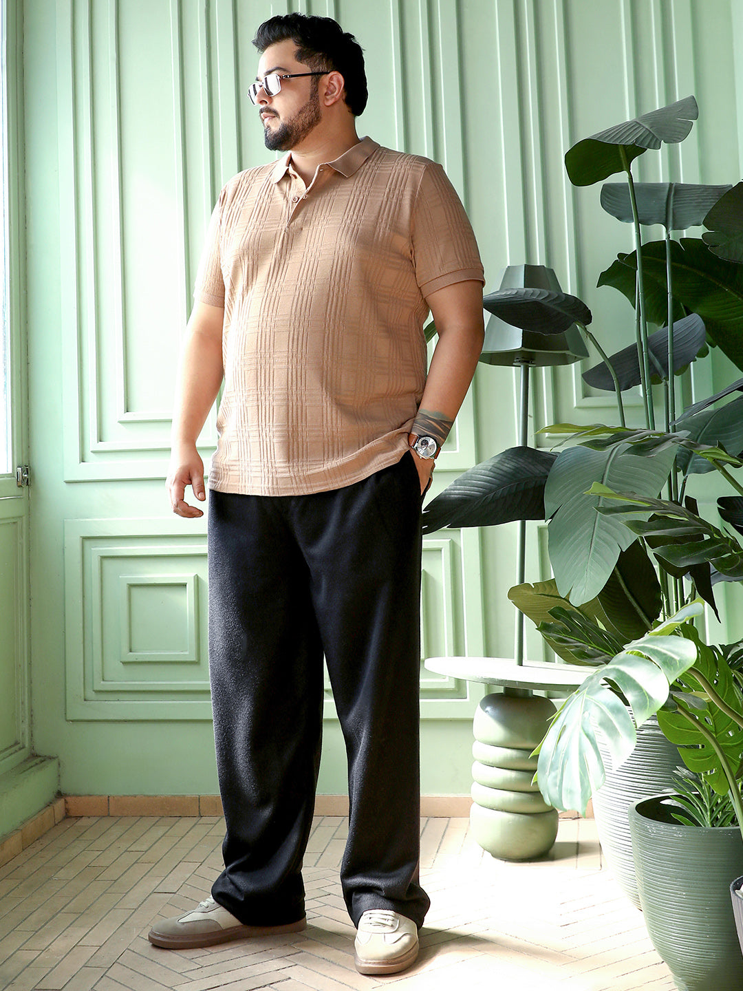 Intertwine-Textured Polo T-Shirt