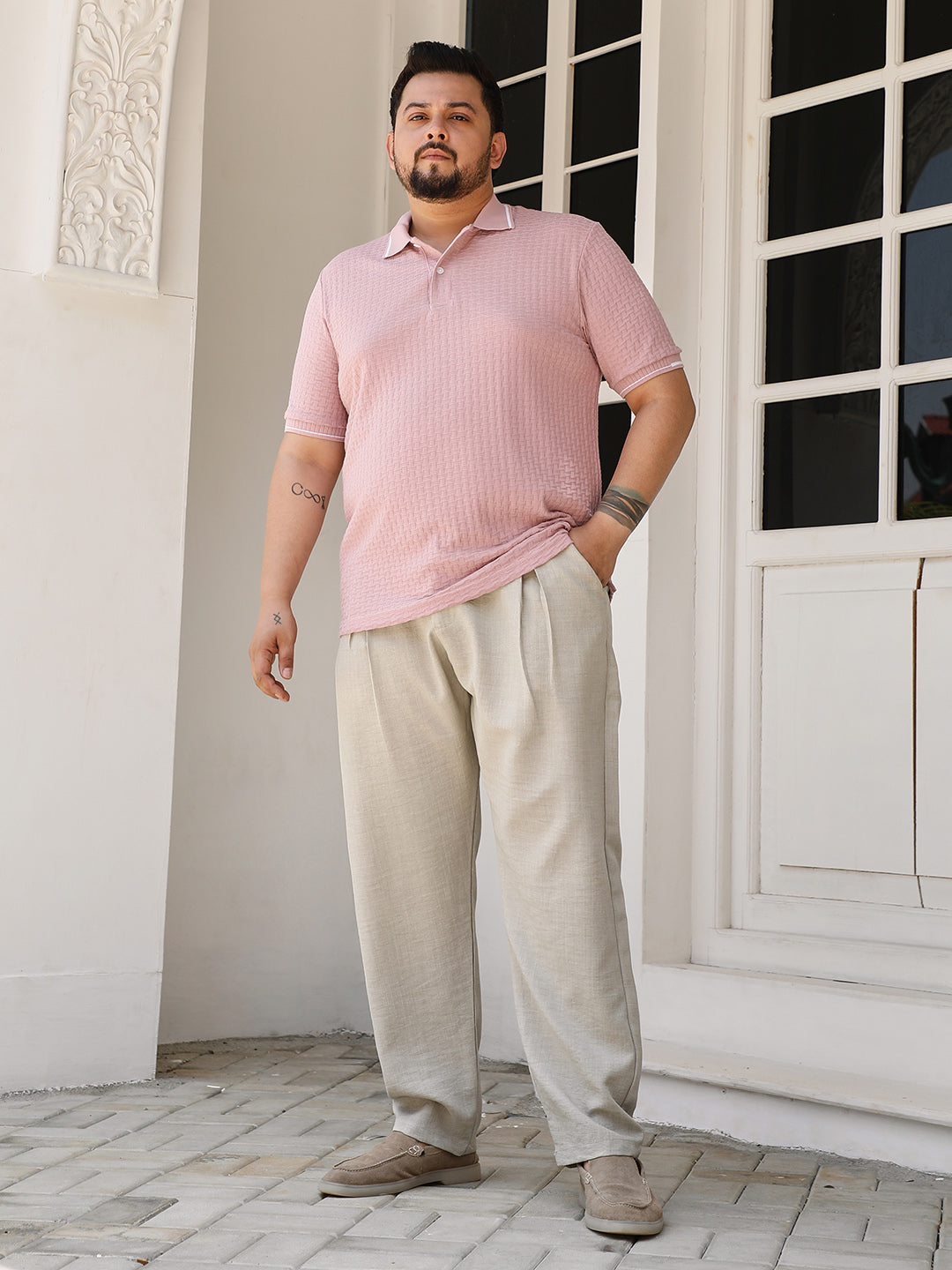 Interweave-Textured Polo T-Shirt