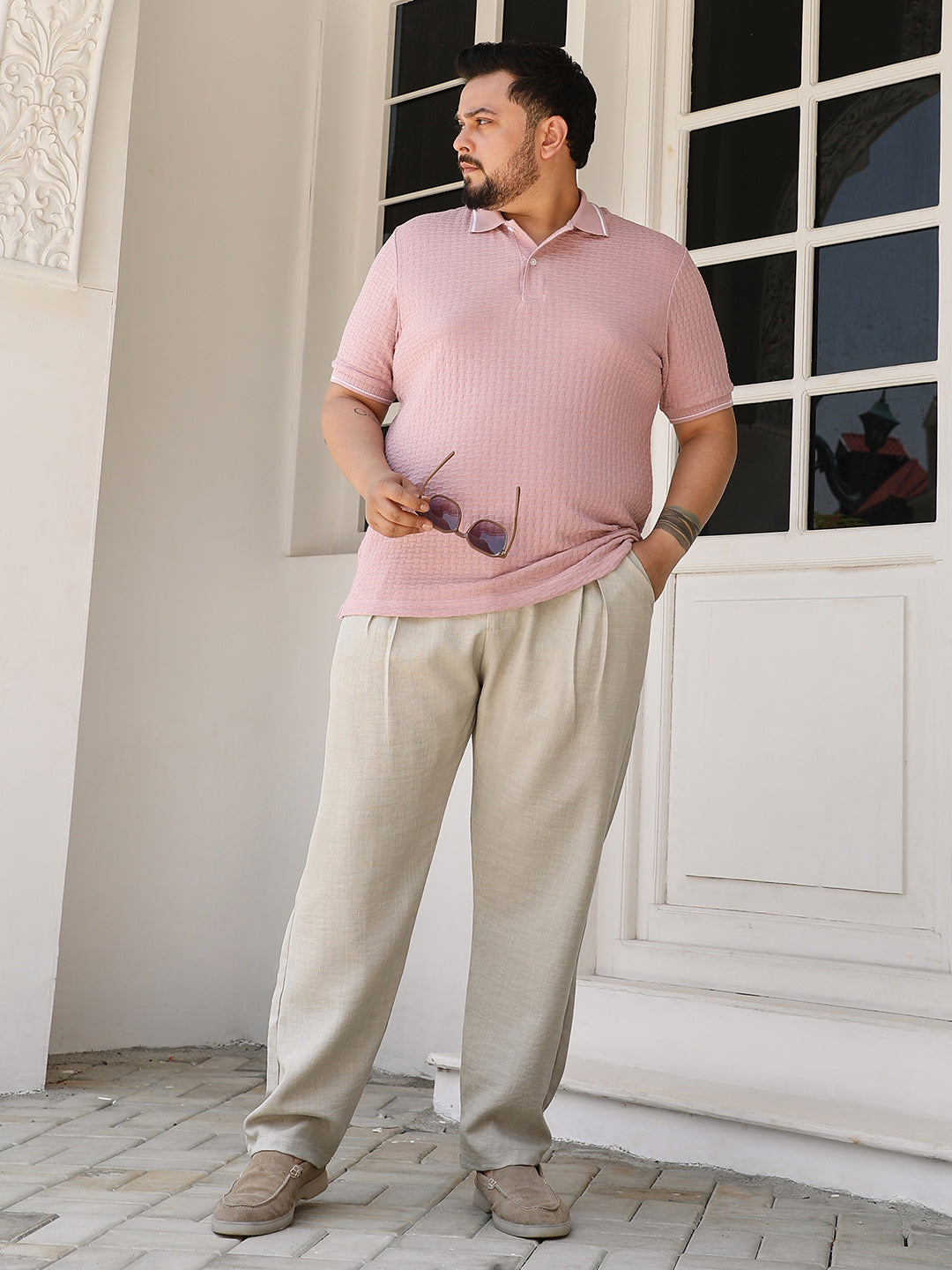 Interweave-Textured Polo T-Shirt