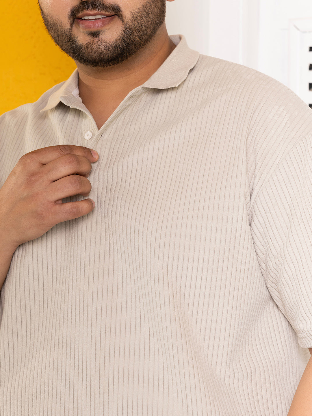 Ribbed Relaxed Polo T-Shirt